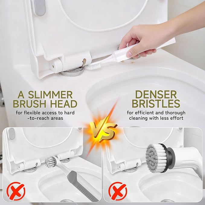 Electric Crevice Cleaning Brush, IPX7 Waterproof Grout Scrub Brush with 2 Replaceable Heads, Power Shower Scrubber for Kitchen, Bathroom, Window Track & Tight Gaps Cleaning