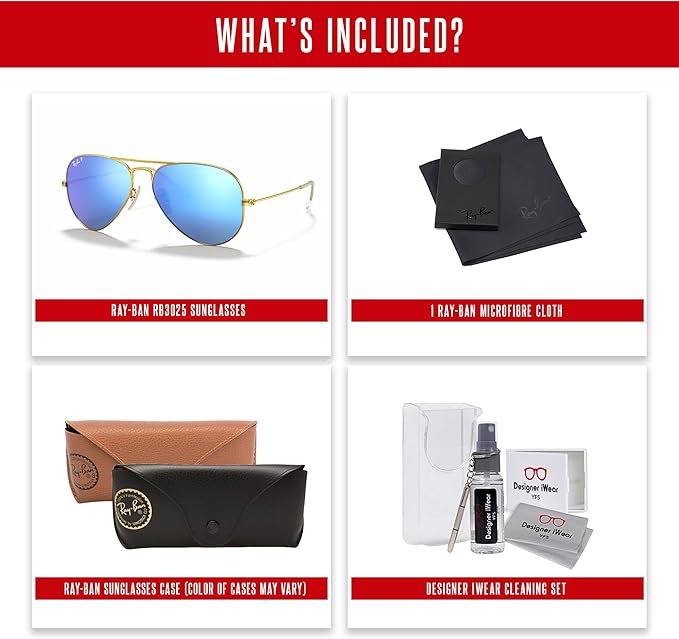 Ray-Ban RB3025 Metal POLARIZED Aviator Sunglasses For Men For Women +BUNDLE with ACCESSORY EYEWEAR KIT