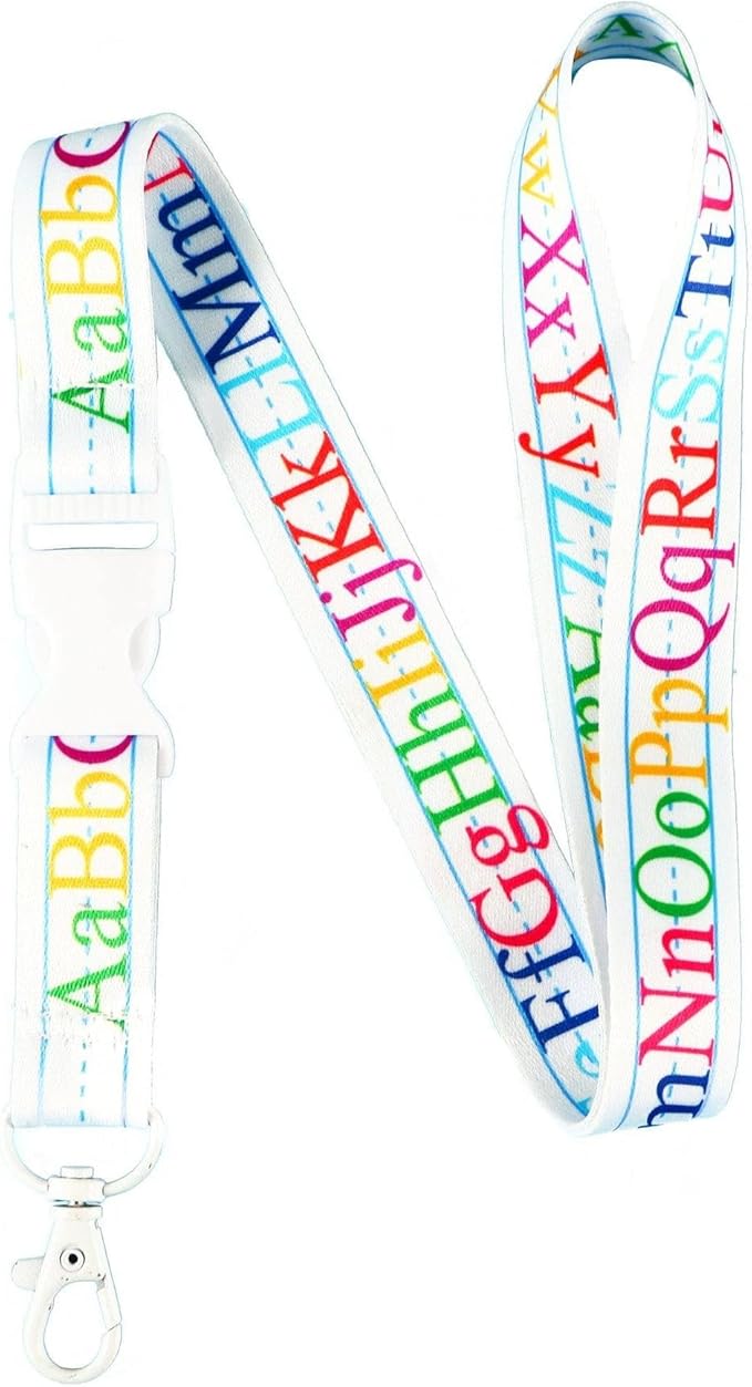 EASTEX Teacher Lanyard Keychain - ABC Alphabet Badge Lanyard for Keys Whistle - ID Card Holder Keychain - Math Periodic Table