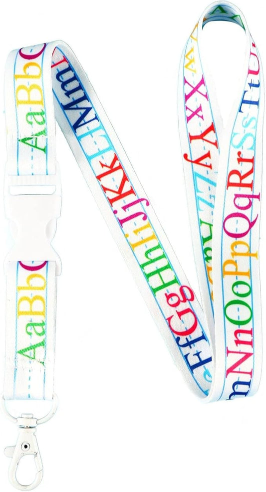 EASTEX Teacher Lanyard Keychain - ABC Alphabet Badge Lanyard for Keys Whistle - ID Card Holder Keychain - Math Periodic Table