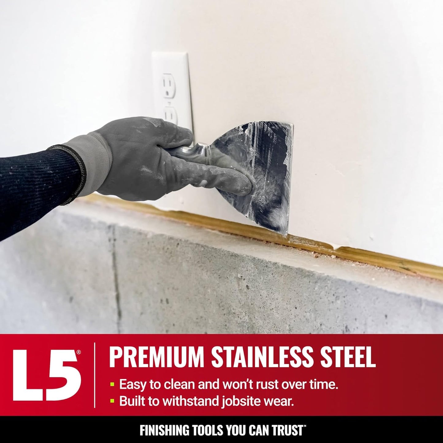 8" All Stainless Steel Joint Knife - LEVEL5 | Professional Grade Putty Blade, Premium Polished All-Metal, Precision Ground Edge, Ergonomic, Corrosion Resistant | 5-408