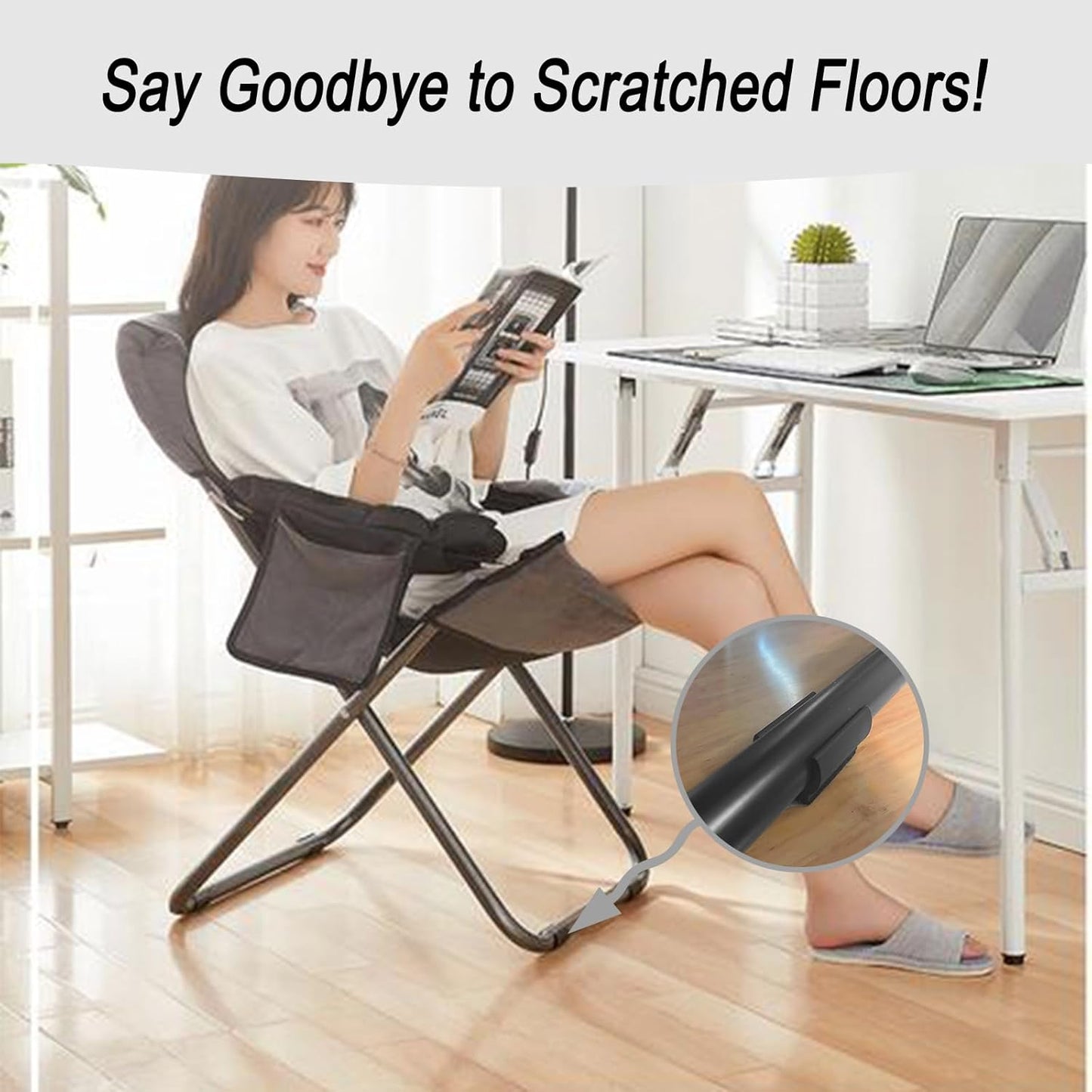 Rectangle U Shaped Chair Leg Tips Cap with Felt Pads,Furniture Feet Protectors Slide Smoothly Glides,Protect Hardwood Floor No Scratches No Noise,Fit 25mm(1 inch) Diameter Tubular Legs (Black 8PCS)