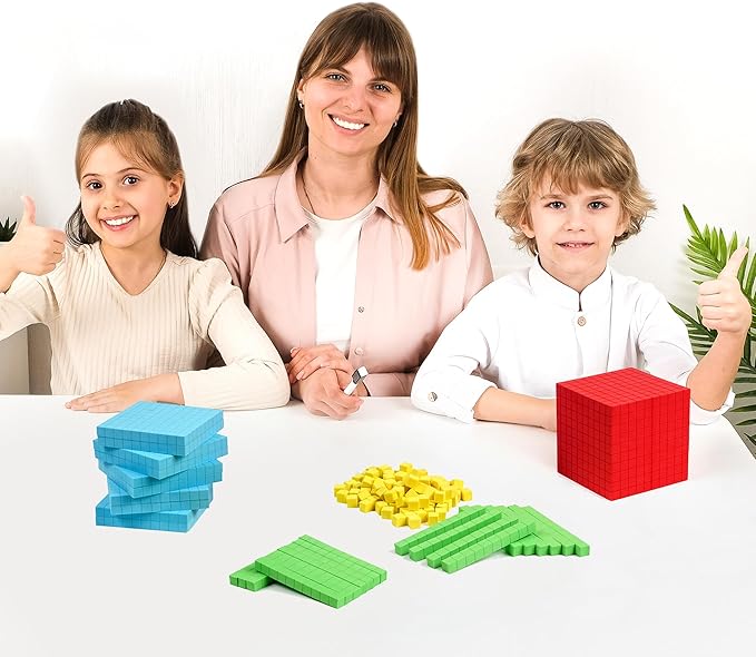 Simply magic 131 PCS Foam Base Ten Blocks for Math - Place Value Blocks, Base 10 Math Manipulatives K-3, Math Counters, Number Blocks, Math Cubes, Counting Blocks - Kindergarten 1st 2nd 3rd Grade