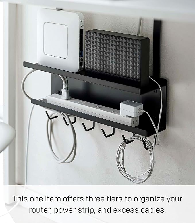 YAMAZAKI Home Smart Under-Desk Cable & Router Storage Rack Organizer Rack For Minamlist Office - Steel