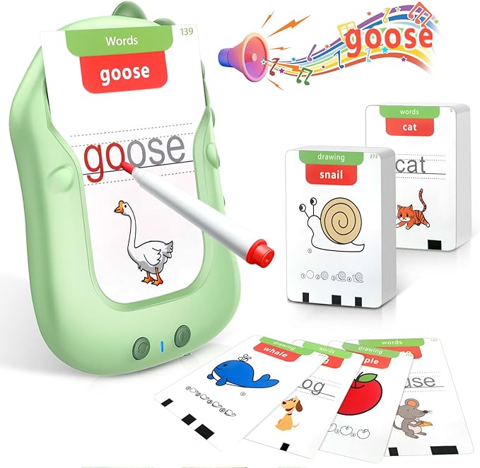 Reusable Writing & Drawing Talking Flash Cards for Toddlers168 Phonics Learning Cards with 8 Color Pens, Montessori Sensory Toys for Autism, Speech Therapy Preschool Education for Kids.