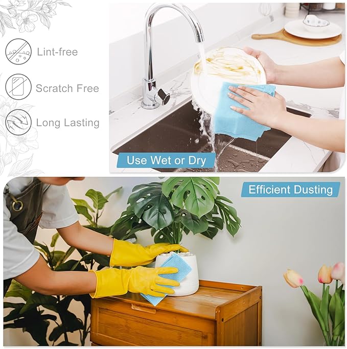 Homaxy Tear Away Dish Cloths Rolls, 40 Sheets-11.8" X 11.8", Reusable Washable Dish Towels for Kitchen, Ultra Absorbent and Quick Drying Microfiber Cleaning Rags, Aqua