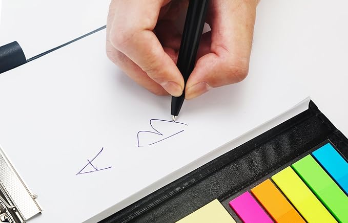 Sticky Notes Notebooks Colored Page Markers Bundle Set, Rectangular Notes and Index Tabs Flags Organizer, W/Fashion Ballpoint Pen, Leather Look Design Holder,Office and Teacher Gift.YISEEK