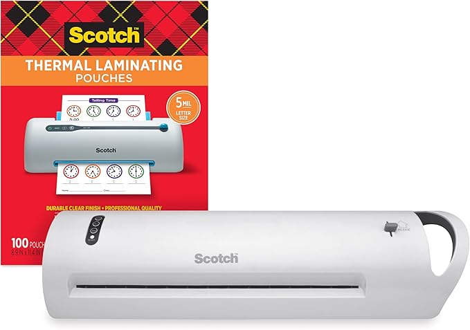 Bundle of Scotch Thermal Laminator TL1302X, Extra Wide 13 Inch Input + Scotch Thermal Laminating Pouches, 5 Mil Thick, Letter Size 8.9 x 11.4 inches, 100-Pack