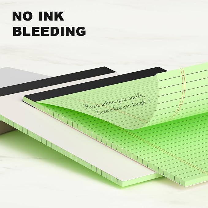 Colored Legal Pads 8.5 x 11 Note Pads 8.5x11 inch, Wide Ruled Clear Print Writing Pads 30 Sheets/Pad, 20lb Colored Paper, Perforated Notepad with Sturdy Back (4 Pads)
