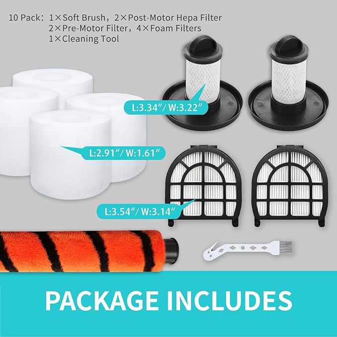 Leemone Replacement Parts for Shark LZ600 LZ601 LZ602 LZ602C APEX UpLight Lift-Away DuoClean Vacuum Cleaner, 2 Post Hepa & 2 Pre-Motor Filters, 4 Foam Filters, 1 Soft Brush Roll
