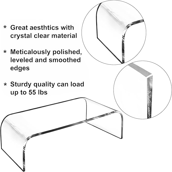 AMT Premium Acrylic Clear Monitor Riser Laptop/PC/Multimedia Monitor Stand for Home Office
