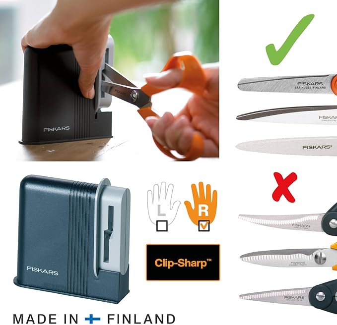 Fiskars Scissor Sharpener, for Right-Handed People, Ceramic Grinding Heads/Plastic casing, Black/Grey, 1005137
