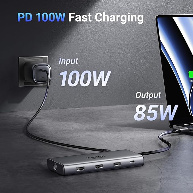 UGREEN Docking Station 10 in 1 Revodok Pro 210 USB C Dock Dual HDMI 4K@60Hz Single 8K@30Hz 100W PD 5Gbps USB C and USB A Data Ports Gigabit Ethernet, SD/TF Card Reader USB Hub Compatible for HP, Dell