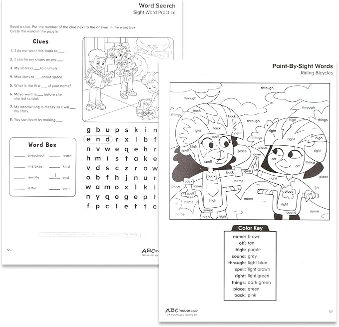 Bulk ABC Mouse Workbook Set - 6 Activity Book Bundle Letters Phonics, Sight Words, Scissor Skills, Shapes, Ages 3 4 5 6 Pre-K Kindergarten Educational Learning