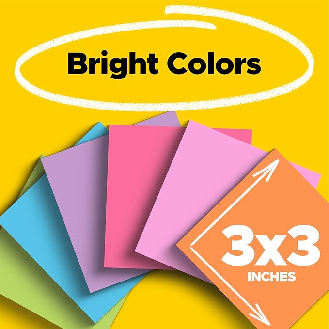 Post-it Super Sticky Notes Value Pack, 24 Pads, Convenient School Bus Carry and Storage Case, 2X The Sticking Power, 3x3 in, Bright Colors (Orange, Pink, Blue, Green, Yellow), Recyclable (654-24SSBUS)