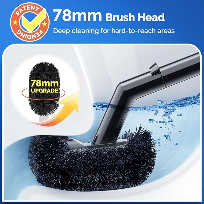 HAMITOR Toilet Plunger Bowl Brush Combo：Heavy Duty Rubber for Drain Clog Remover - Curved Design Bristles for Deep Cleaning Under Rim - Compact Bathroom Cleaning Tools for New Homet Essentials - Black