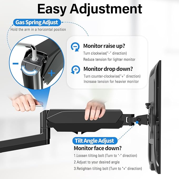 MOUNTUP Dual Monitor and Laptop Mount, Adjustable Monitor Stand for 2 Max 27" Computer Screens, Laptop Tray Fits 10-17inch Notebook, Holds 4.4-17.6lbs Per Arm, 3-in-1 Adjustable Monitor Desk Mount