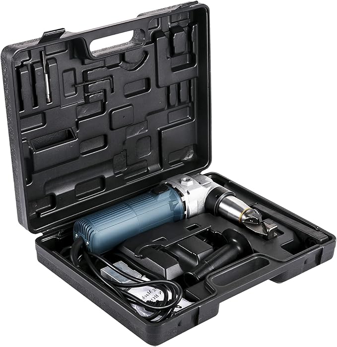 VEVOR Electric Metal Nibbler 625W Nibbler Metal Cutter 1000RPM High Speed Rotor 0.16in/4mm Metal Nibbler 110V w Replaced Blades Storage Case Sheet Metal Nibbler for Cutting Stainless Steel, Aluminium