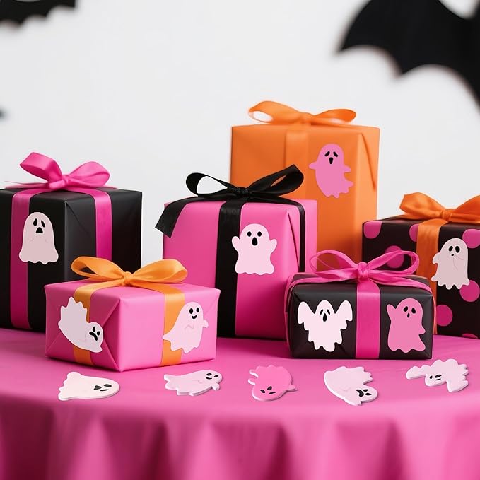 Bright Color Sticky Note - 72pcs Christmas Pink Ghost Super Sticky Note Pads Pen Ribbons Set Sticking Power Memo Pads School Supplies Office Product Page Markers Clean Removal Strong Adhesive