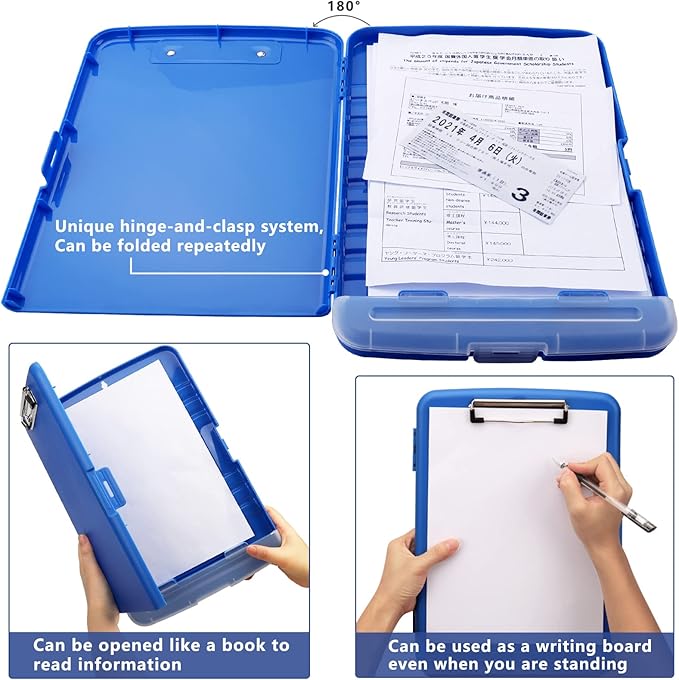 SFLHHDM Storage Clipboard with Pen Holder, High Capacity Clipboards for Classroom, Clip Boards 8.5x11 with Storage, Low-Profile Clip, Lightweight Plastic Clipboard for Kids, Lawers, Office Workers