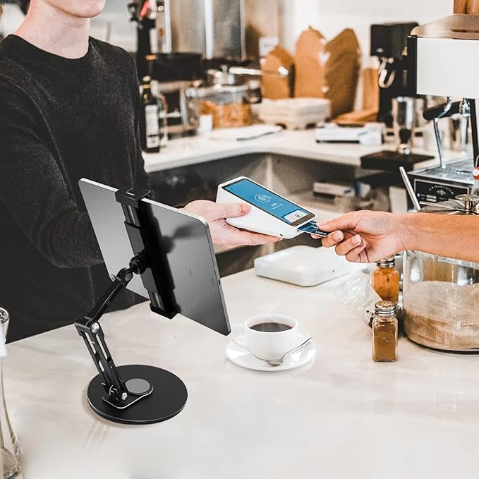 Bimo Tablet Stand Holder for ipad,Portable Monitor Stand Holder for 15.6'',16'',360°Rotate Base for 4.7''-16'' Kindle,Store Cash Register Office Reception Kitchen Desktop Display
