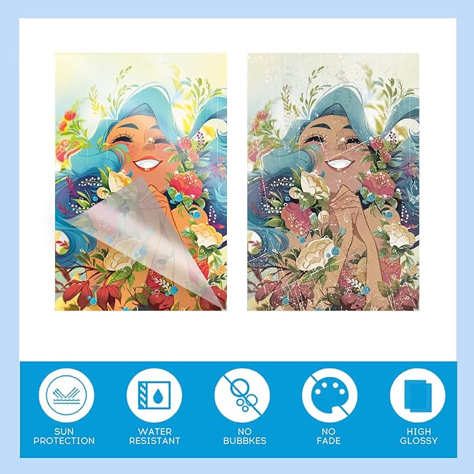 Uinkit 10mil Thicker Self Sealing Photo Laminating Pouches 5 x7", 20Pack Double-Sided for Recipe Cards & Photos, Waterproof Plastic Sleeves to Preserve Pictures, Index Flashcards