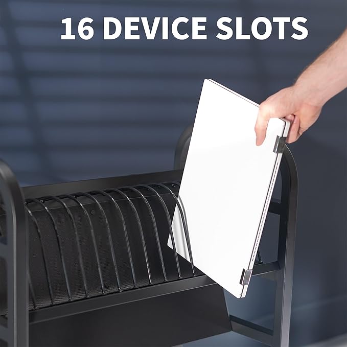 VIVO 16-Bay Laptop and Tablet Open Charging Station Designed for Chromebooks and More, Mobile Storage Cart, Devices up to 24 inches, Black, CART-LAPC3