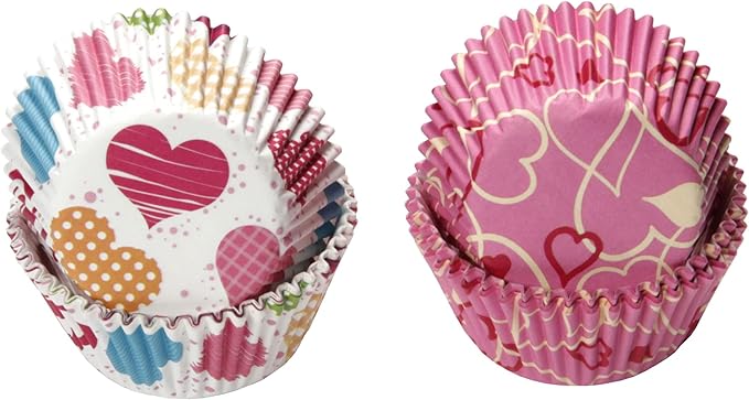 Chef Craft Paper Patterned Cupcake Liners, 50 count, Pink/White/Red