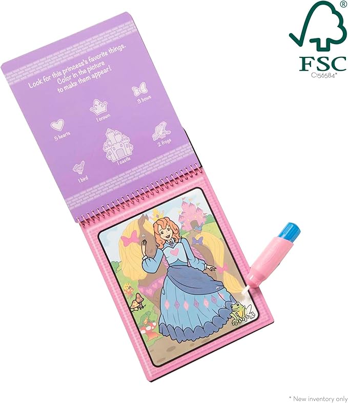 Melissa & Doug On The Go Water Wow! Mess Free Coloring Book, Reusable Water-Reveal Activity Pad, Fairy Tale, Travel Toys, Party Favors, for Toddlers & Kids Ages 3+ - FSC Certified