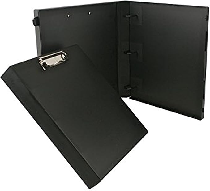 UniKeep 3 Ring Binder with Clipboard - Black - Fully Enclosed Binder - 1.5 Inch Spine - Without Clear Outer Overlay - Pack of 3 Binders