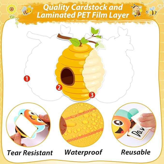 gisgfim Bee Bulletin Board Decoration Set Spring Summer Bee Sunflowers Borders Cutouts Decor for School Classroom Teacher Students Door Welcome Bulletin Board Craft Wall(Our Class is UN-BEE-LIEVABLE)