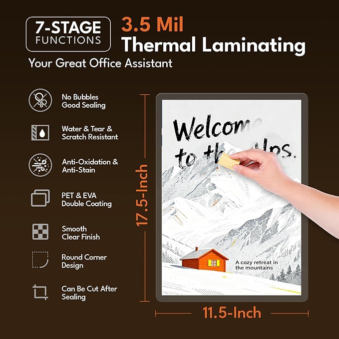 Uinkit 3.5mil 100Pack Clear Laminating Sheets, Menu Size, 11.5 x 17.5-Inch Laminate Pouches, Protector for Photo Papers, Use in Office School Supplies, Rounded Corner