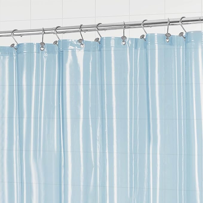 Barossa Design Clear Blue Shower Curtain Liner - PEVA Heavy Duty Shower Liner with 6 Magnets and Metal Grommets, 72" x 72" Waterproof Bathroom Curtains - Clear Blue