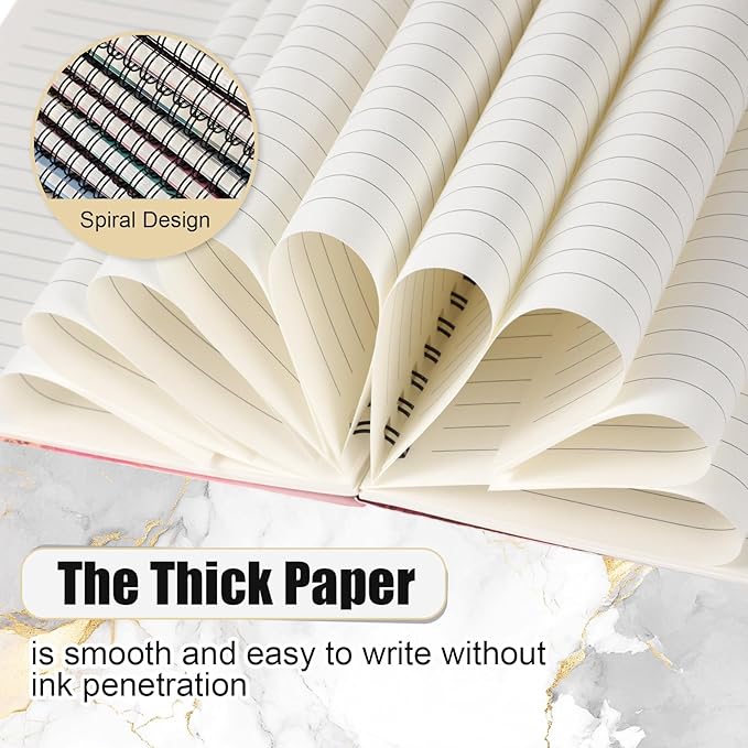 Fuutreo 24 Pcs Spiral Notebook for Work A5 8.3 x 5.7 Inch College Ruled Spiral Journal Notebook Kraft Cover, 12 Color, 60 Sheets, 120 Pages for Office School Supplies(Innovative,Marble)