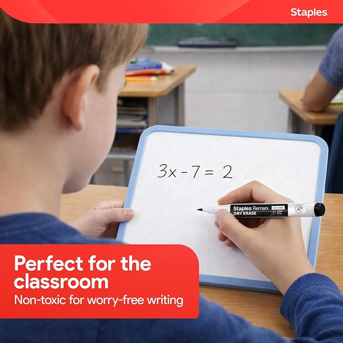STAPLES Low Odor Dry Erase Markers, Ultra Fine Tip, Black, 36 Pack – Remarx Precision Whiteboard Markers for Offices & Classrooms