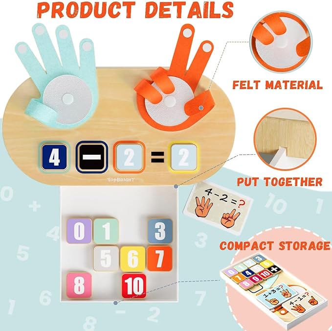 TOP BRIGHT Preschool Learning Toys for Toddlers 3-4, Montessori Toys for 3-5 Year Old Boys Girls Birthday Gifts, Educational Number Blocks Math Manipulatives