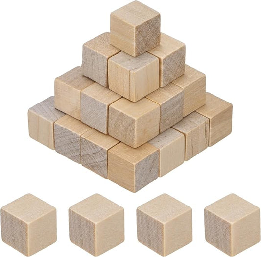 50-Pack DIY Wooden Cube, 0.4 Inch(1 Cm) Colored Natural Wood Blocks for Crafts Making Puzzle Games/Wedding/Home Decor/Dice/Building, Square Blank Block [Natural Tone]