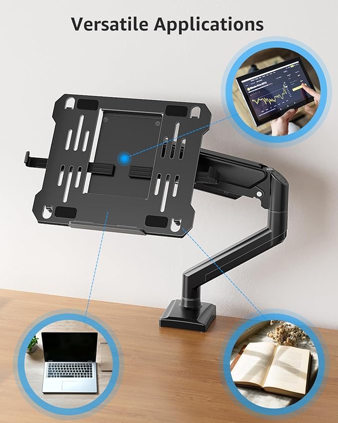MOUNTUP Laptop Stand for Desk, 2-in-1 Monitor Mount with Laptop Tray Holds 2.2-22lbs, Adjustable Laptops Arm Mount for Max 17" Notebook & 32" Monitor, Laptops Desk Arm with Clamp/Grommet