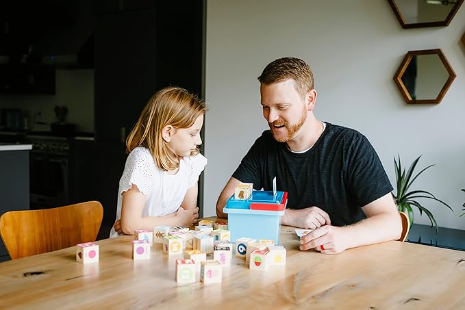 Chuckle & Roar - Learning Blocks: Alphabet Blocks & Learning Flashcards - Educational Learning Activity for preschoolers - Fun and Engaging for Toddlers - Storage Bin Included for Easy cleanup