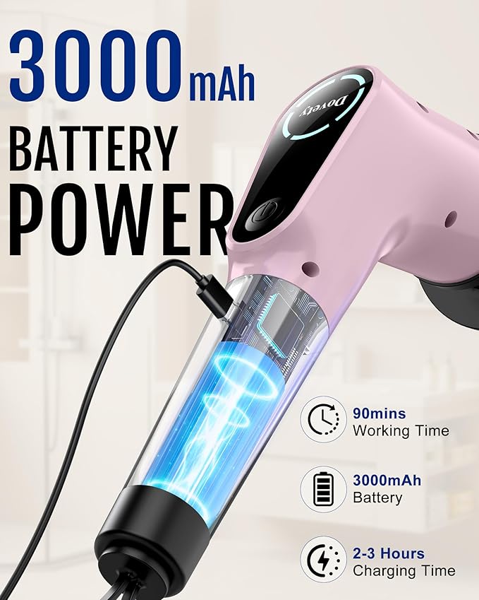 Dovety Electric Spin Scrubber, Cordless Cleaning Brush, Shower Scrubber with 8 Replaceable Brush Head, Power Cleaning Brush with Extension Handle, 2 Adjustable Speed, for Bathtub Grout Tile Floor