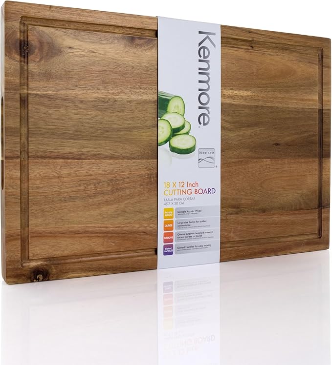 Kenmore Archer Wood Cutting Board, 18x12-inch, Acacia