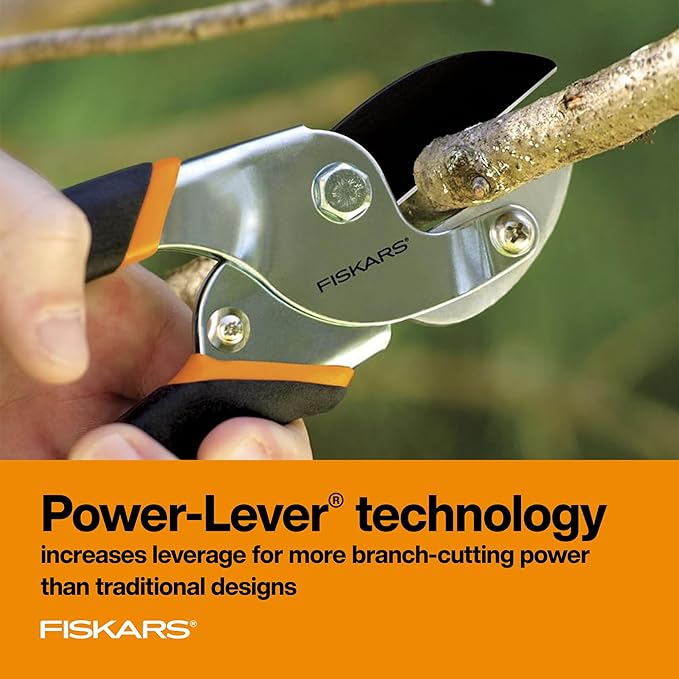 Fiskars Anvil Pruner, 5/8-Inch Cut Capacity Branch Cutter with Power-Lever Technology That Provides More Cutting Power, Best for Dry, Dead Stems and Small Branches