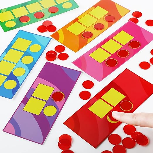 Sound Box Mats and Chips 24 Pcs Dry Erase Mats and 84 Pcs Chips Phonemic Awareness Games Phonics Reading Games Ezread Sound Box Kit(Adorable Style,Cardboard)