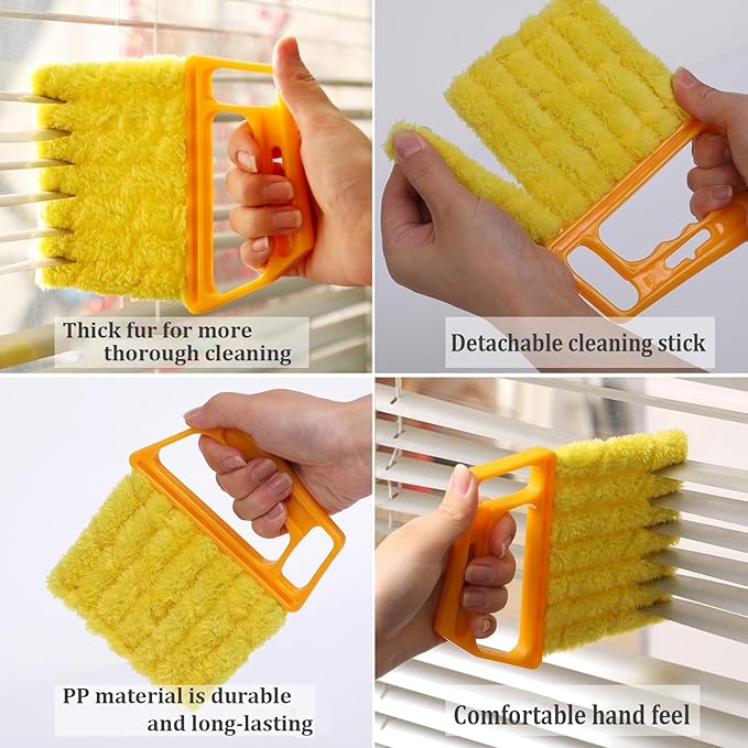 Universal Blind Cleaning Brush,Microfiber Venetian Blind Cleaner Brush Tool,Shutter Brush Works on Vertical/Horizontal Blinds for Dust Removal,Reusable & Washable,2 Pack (Orange)