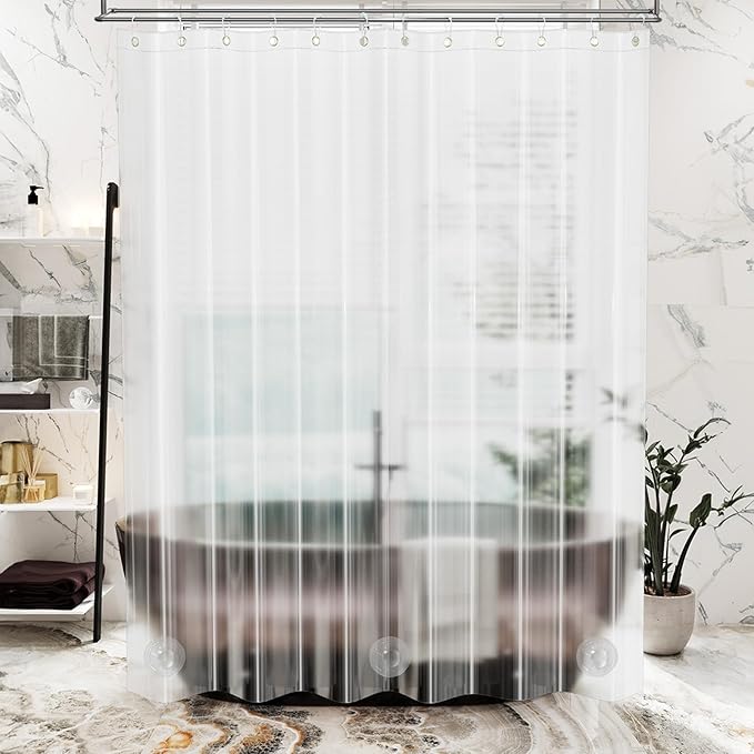 AmazerBath Stall Shower Curtain Liner 36x72, Walk in Shower Curtain Plastic, Clear Shower Stall Curtain Liner Heavy Duty Thick PEVA, Half Shower Liner with 2 Weighted Stones and 6 Grommet Holes