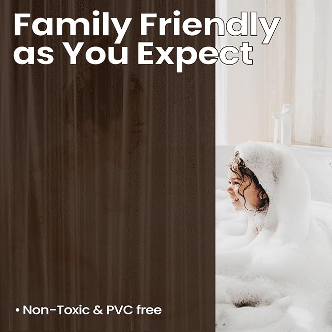 downluxe Frosted Brown Shower Curtain Liner, PEVA Lightweight Plastic Shower Liner with 3 Magnets, 72" x 72" Waterproof Bathroom Curtain