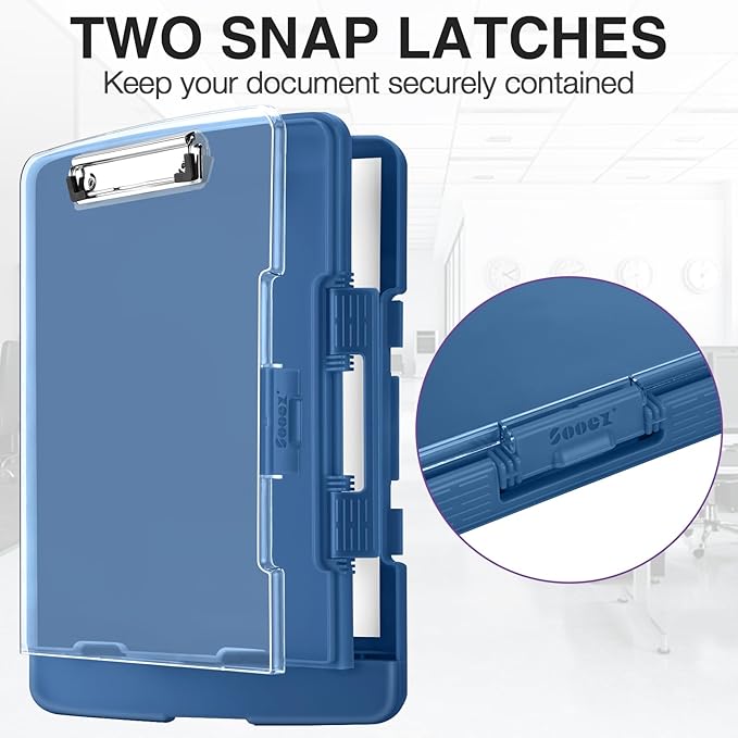 Sooez Original Clipboard with 2 Storage & Pen Holder, Heavy Duty Clip Boards 8.5x11 with Dual Storage, Clearview Dry Erase Coach Clipboard with Real Hinge, High Capacity, School & Office Supplies