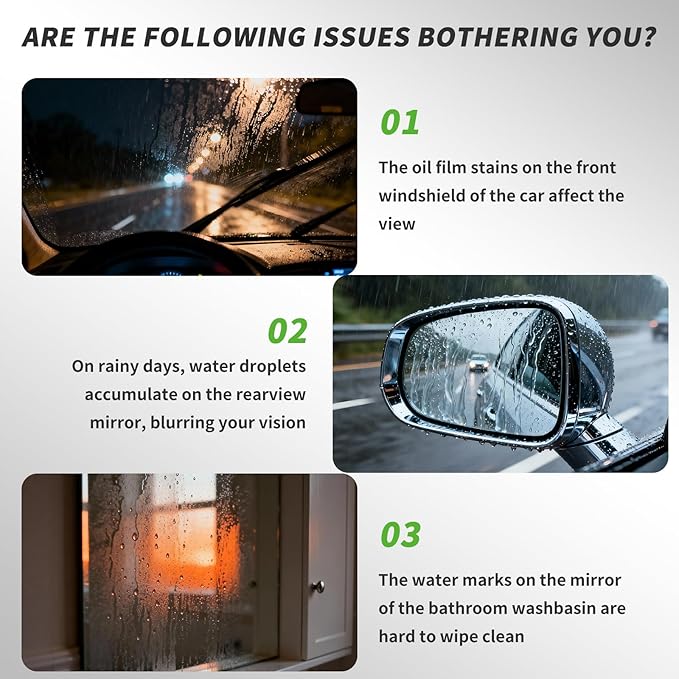 Kwak's Automotive Oil Film Cleaning Brush,Glass Oil Film Remover for Windshield Improves Clarity and Visibility,Prevents Rain and Stain 2 Set (150ml)