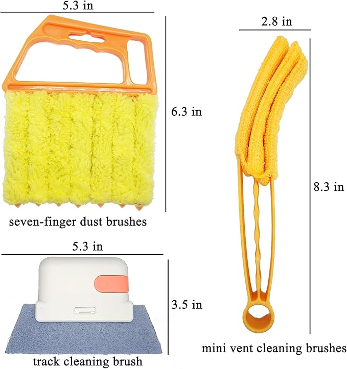 5Pcs Window Blind Cleaning Set, Washable dust Removal Cleaning Tools, air Vent Cleaning Brush, Track Cleaning Brush, dust Removal Cleaning Tools for Blinds, air conditioners, Track, and Fans