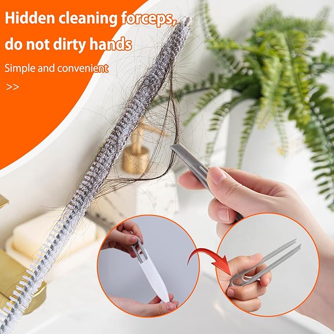 Upgraded Sink Drain Overflow Cleaning Brush, 23.6" Sewer Drain Brush, Bendable Long Pipe Cleaners, Household Sewer Hair Catcher with Cleaning Forceps